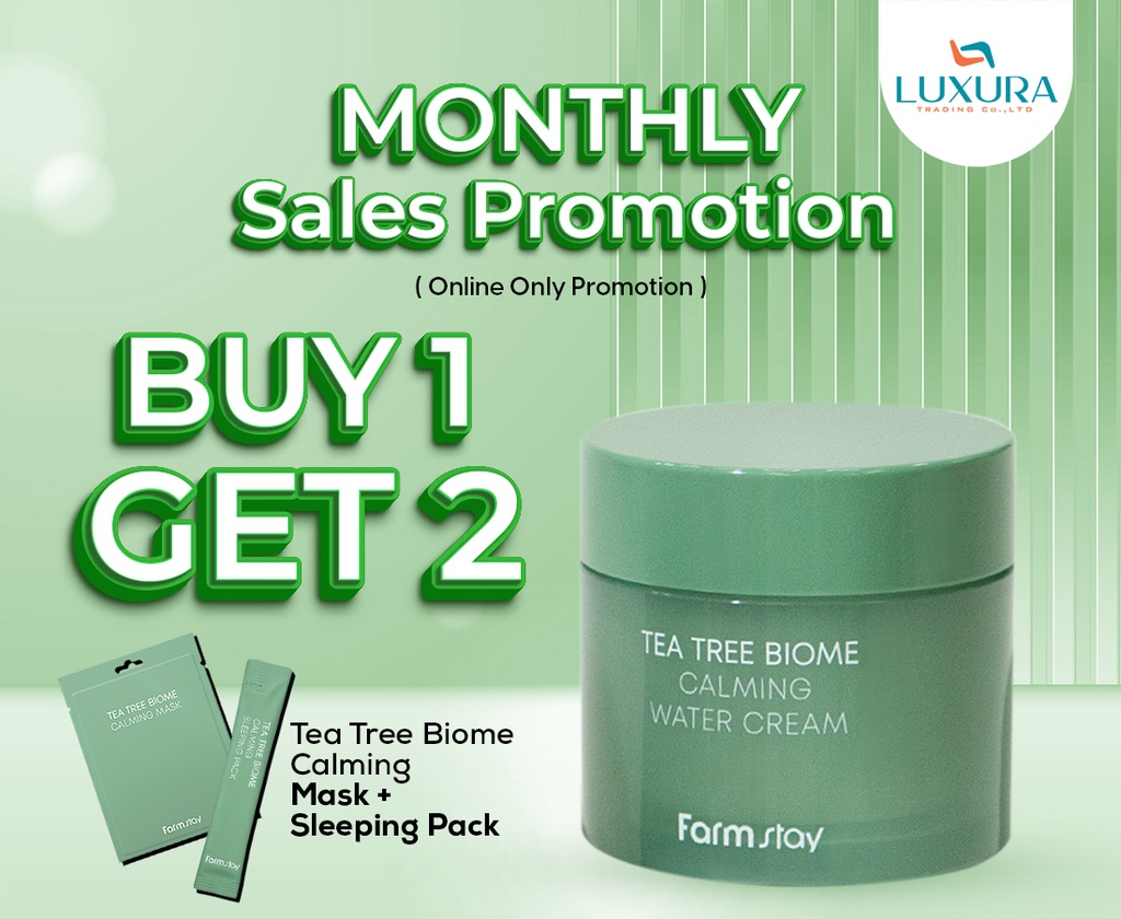 TEA TREE BIOME CALMING WATER CREAM 80ml BUY 1 GET 2 TEA TREE  CALMING MASK &amp;  SLEEPING PACK